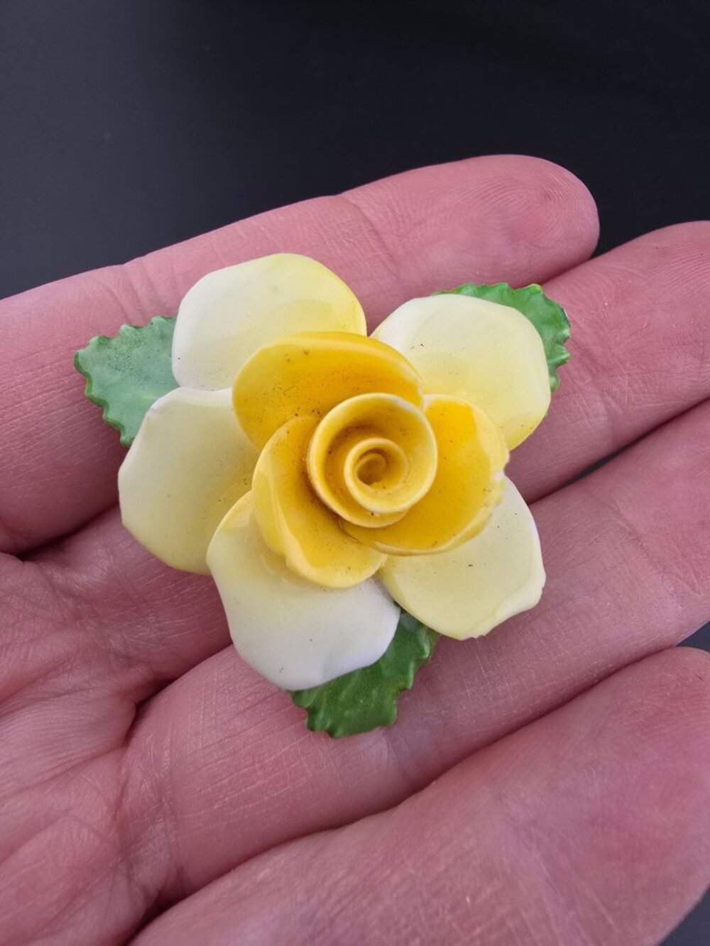 Vintage Royal Adderley Brooch Yellow Rose Bone China Floral Jewelry Spring READ - Picture 3 of 12